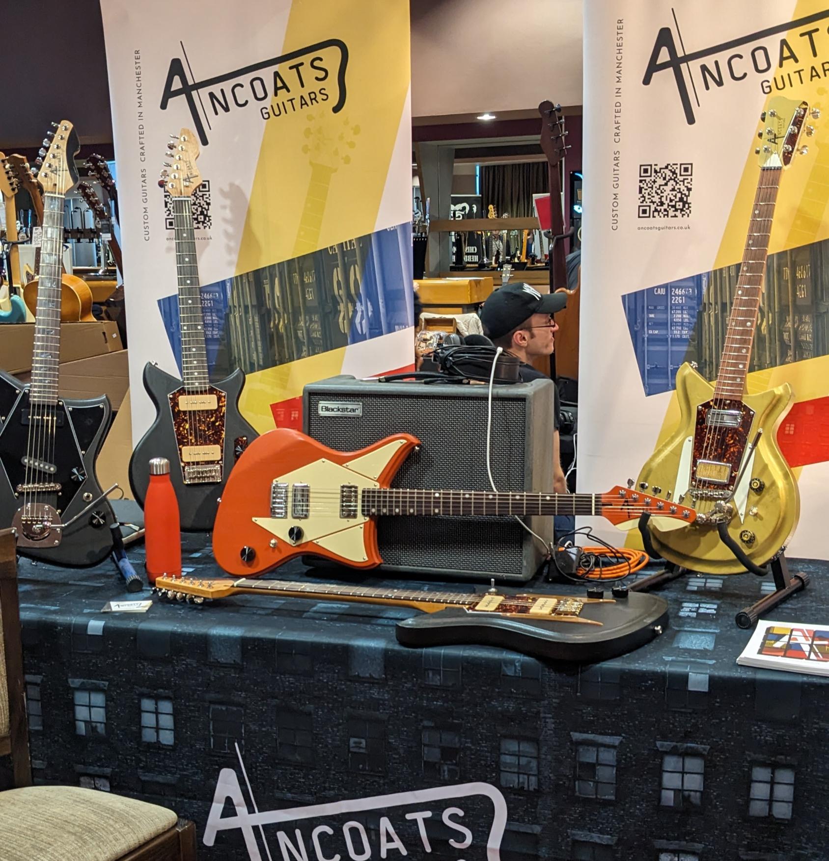 Guitars being prepared for the Birmingham Guitar Show
